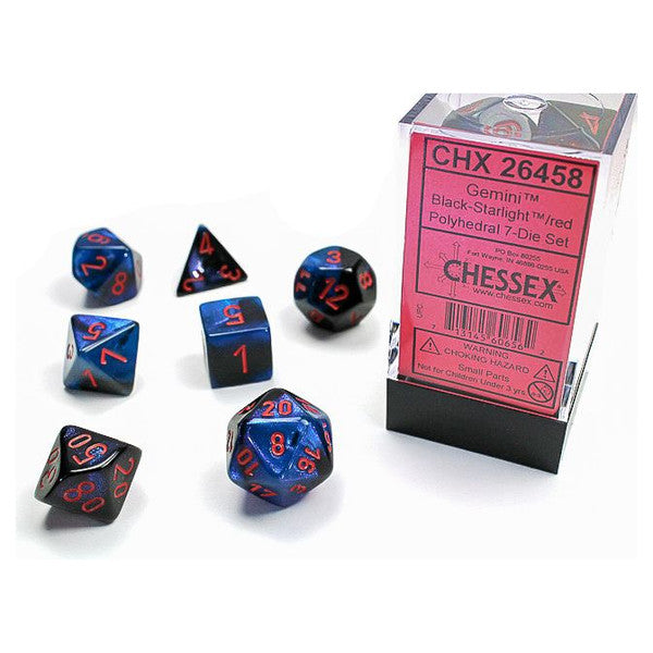 Chessex Manufacturing 7-Set Cube Gemini Black Starlight Red Polyhedral Large Main image