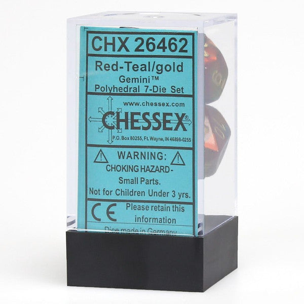 Chessex Manufacturing 7-Set Cube Gemini Red Teal Gold Polyhedral Large
