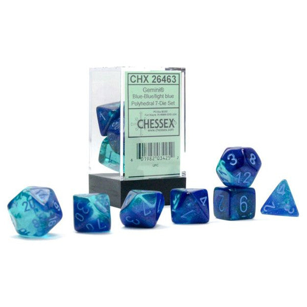 Chessex Manufacturing 7-Set Cube Gemini Luminary Blue Light Blue Polyhedral Prem Main image