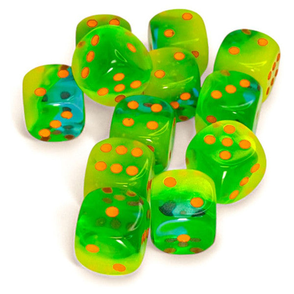 Chessex Manufacturing Gemini D6 Plasma Luminary Green Teal Orange Dice Set Main image