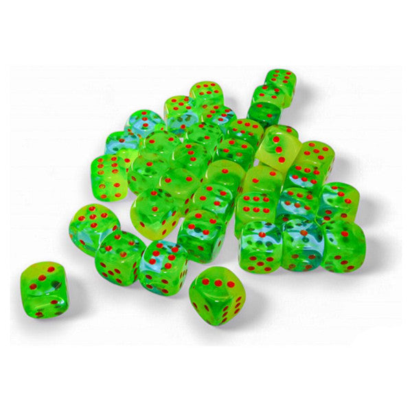 Chessex Manufacturing Gemini D6 Plasma Luminary Green Teal Orange 36 Dice Set Main image