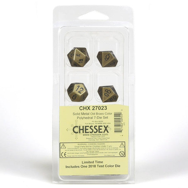 Chessex Manufacturing 7-Set Metal Old Brass Black Polyhedral Dice Set Main image