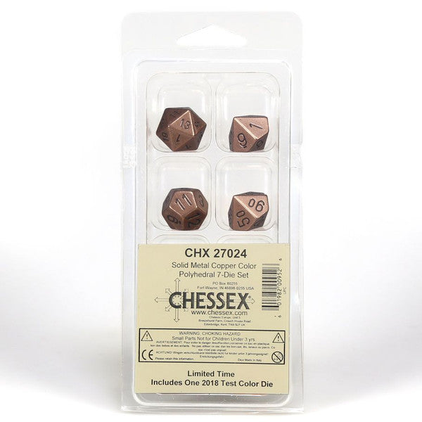 Chessex Manufacturing 7-Set Metal Copper Black Polyhedral Dice Set Main image