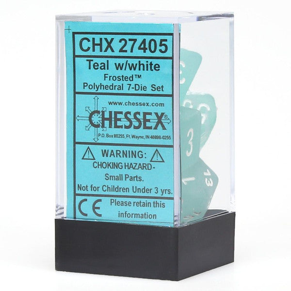 Chessex Manufacturing 7-Set Cube Frosted Teal White Numbers Main image