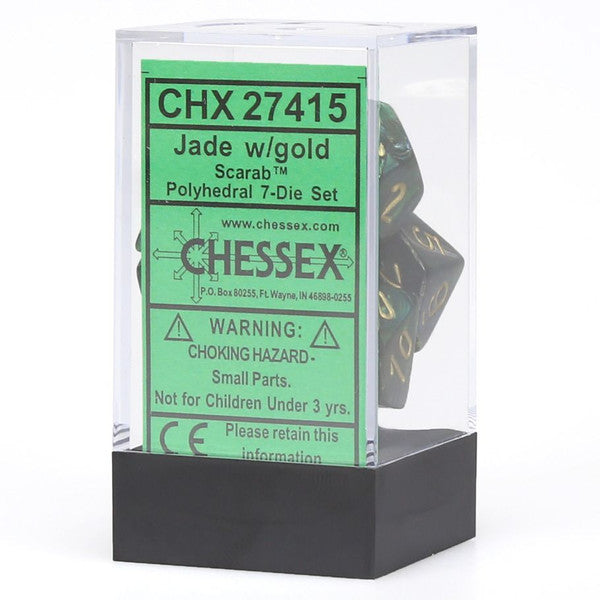 Chessex Manufacturing 7-Set Cube Scarab Jade Gold Numbers