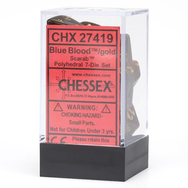 Chessex Manufacturing Gold Set 7-Set Cube Scarab Blue Blood Main image