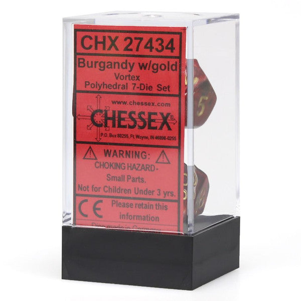Chessex Manufacturing Gold 7-Set Cube Vortex Burgundy Dice Main image