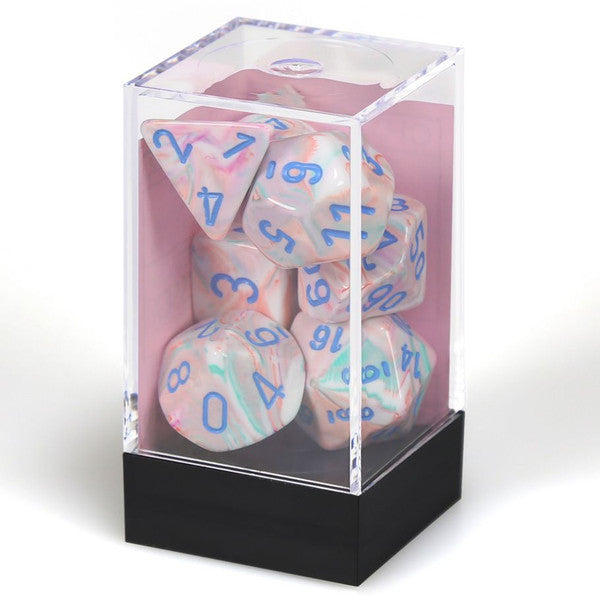 Chessex Manufacturing 7-Set Cube Festive Pop-Art Blue Polyhedral Chx27544