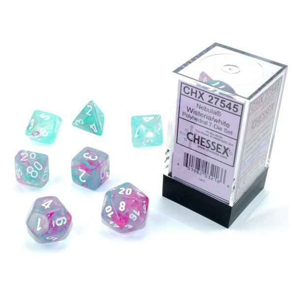 Chessex Manufacturing 7-Set Cube Luminary Nebula Wisteria White Polyhedral Main image