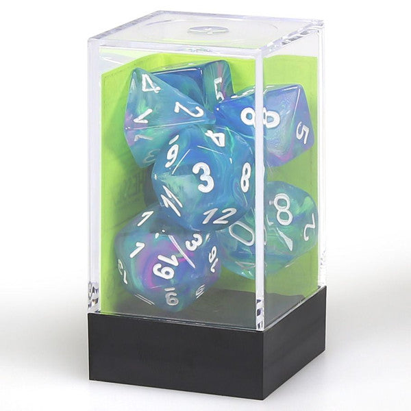 Chessex Manufacturing 7-Set Cube Festive Waterlily White Polyhedral Dice