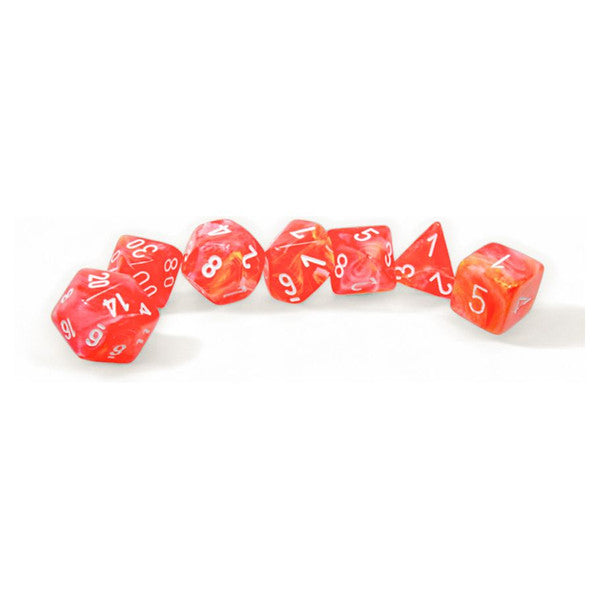 Chessex Manufacturing 7-Die Set Festive Luminary Dahlia White Numbers Dice Main image