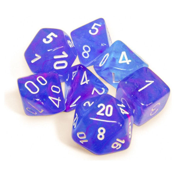 Chessex Manufacturing 7-Die Set Nebula Luminary Aura White Numbers Dice Main image