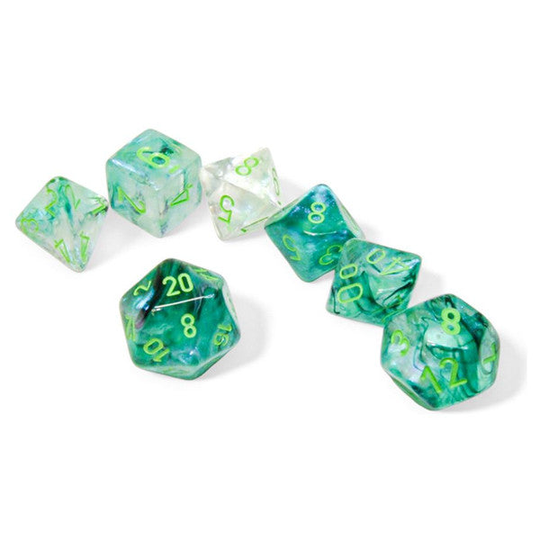 Chessex Manufacturing 7-Set Cube Borealis Luminary Kelp Light Green Dice