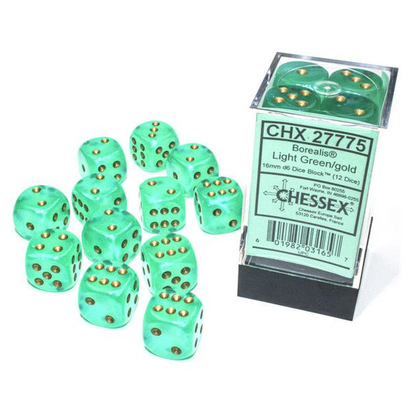 Chessex Manufacturing D6 Cube 16mm Borealis Luminary Gold Dice Block 27775 Main image
