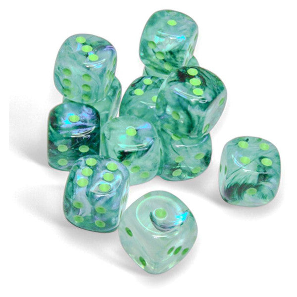 Chessex Manufacturing D6 Cube 16mm Borealis Luminary Kelp Light Green Dice Main image