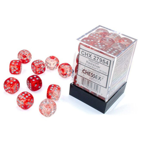 Chessex Manufacturing Various 12mm Luminary Nebula Red White Dice Set Main image
