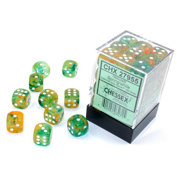 Chessex Manufacturing Various 12mm Luminary Nebula Spring White Dice Set