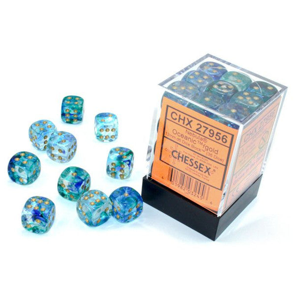 Chessex Manufacturing Various 12mm Luminary Nebula Oceanic Gold Dice Set Main image