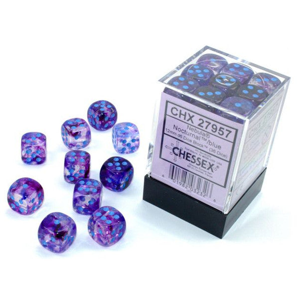Chessex Manufacturing Various 12mm Luminary Nebula Nocturnal Blue Dice Set