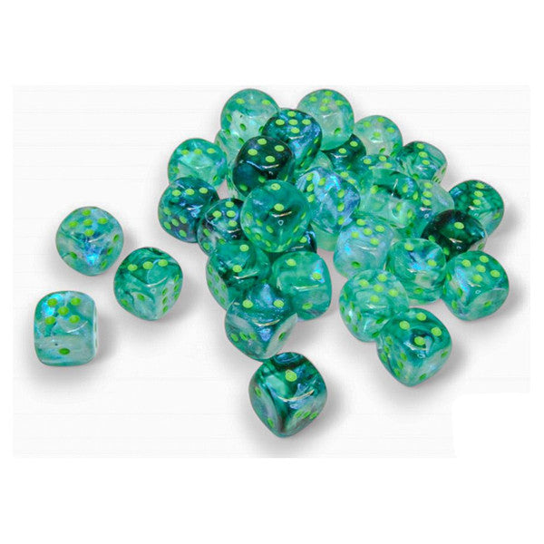 Chessex Manufacturing Borealis Luminary Dice Kelp Light Green 12mm D6 Cube 36