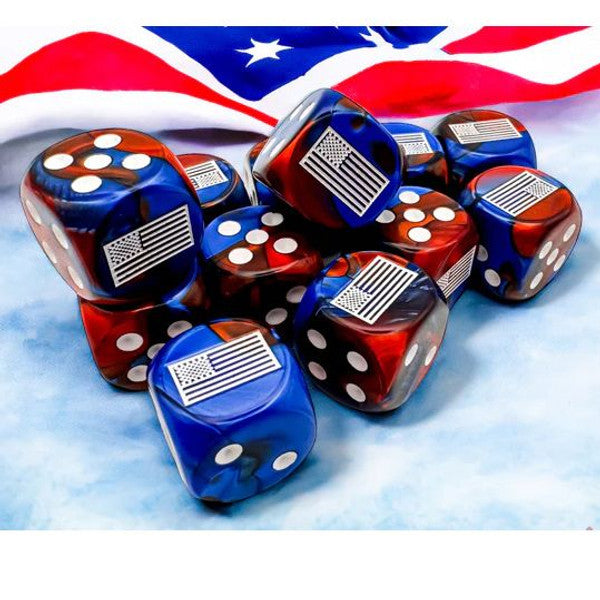 Chessex Manufacturing Opaque Blue Red White WWII D6 Dice Set 16mm Main image