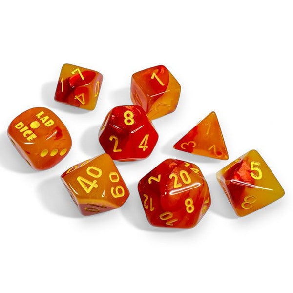 Chessex Manufacturing Lab Dice Gemini Yellow Luminary Polyhedral 8pc Set Main image