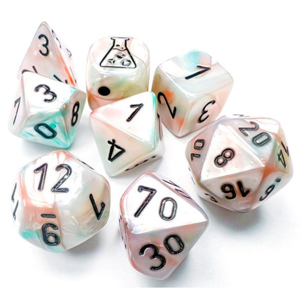 Chessex Manufacturing Lab Dice Lustrous Luminary Sea Shell Black Numbers 8pc Main image