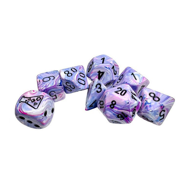 Chessex Manufacturing Black Hydrangea Dice Set 7-Set Tube Lab