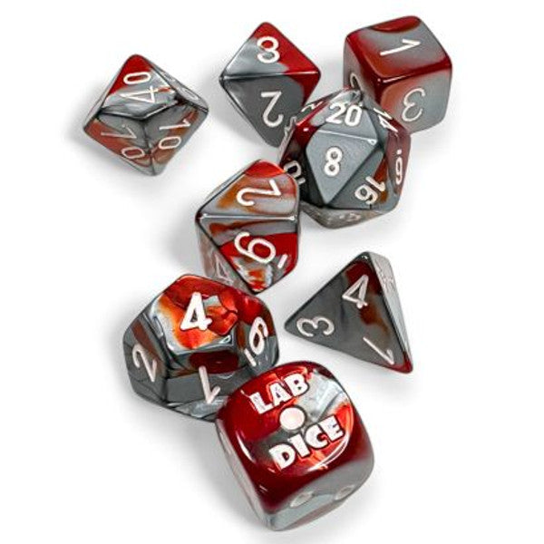 Chessex Manufacturing White Gemini Red Steel Dice Set 7-Set Tube Lab Main image