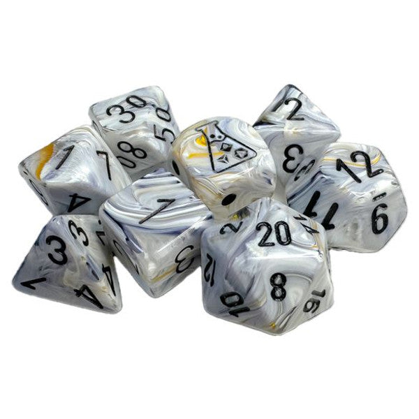 Chessex Manufacturing Black Marble Calcite Dice Set 7-Set Tube Lab