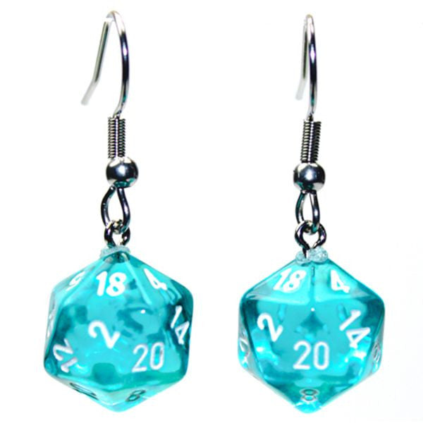 Chessex Manufacturing Hook Earrings Translucent Teal Mini D20 Pair Main image