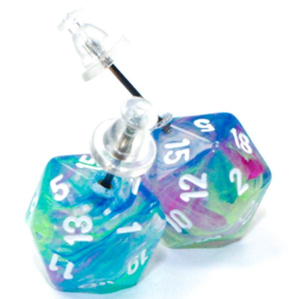 Chessex Manufacturing Stud Earrings Festive Waterlilly Mini D20 Pair