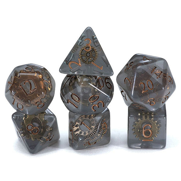 Gate Keeper Games Steampunk Inclusion Dice 7-Set Cube