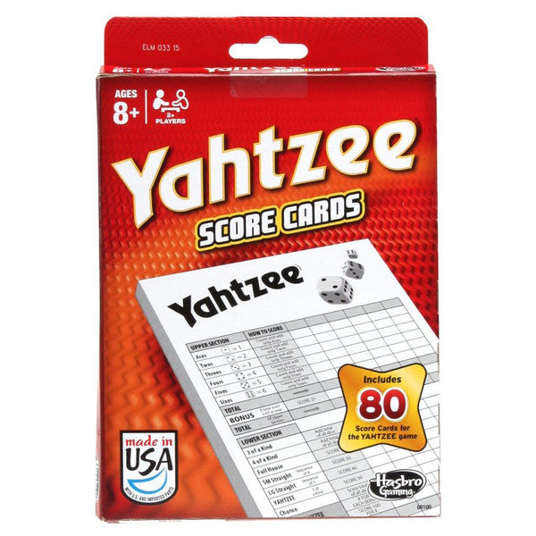 Hasbro Yahtzee Score Pads 80 Cards
