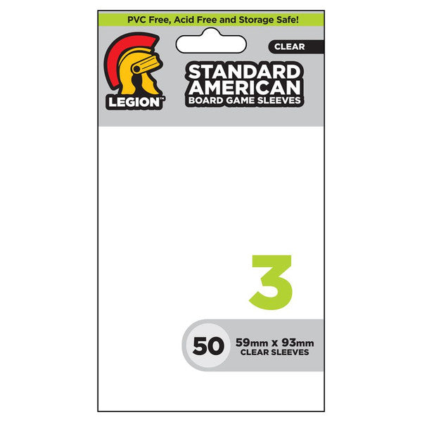 Legion Supplies Deck Protector Board Game Sleeve Standard American Clear 50 Pack