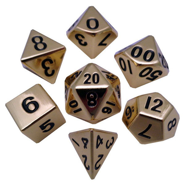 FanRoll by MDG Metal Gold Polyhedral Dice Set 7 Pieces