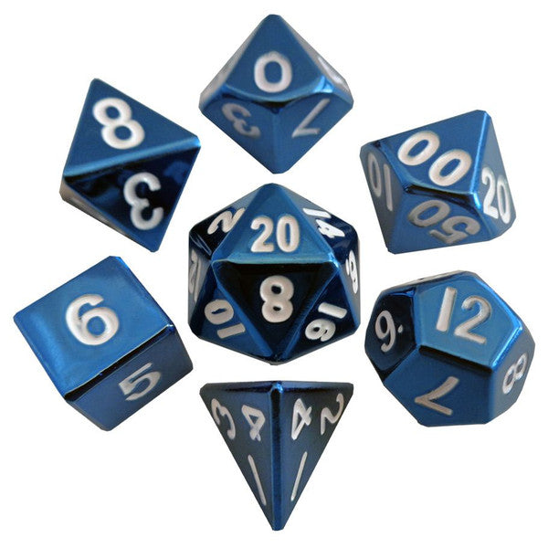 FanRoll by MDG Metal Blue Painted Polyhedral Dnd Dice Set 16mm