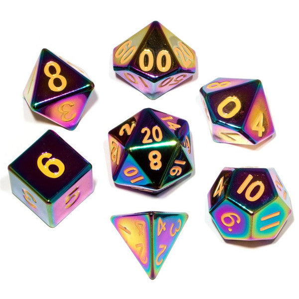 FanRoll by MDG Metal Flame Torched Rainbow Polyhedral Dnd Dice Set 16mm Main image