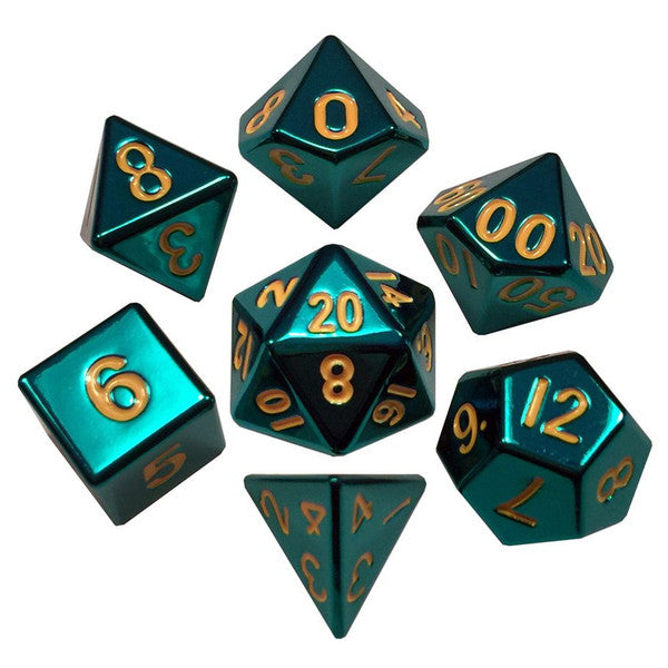 Metallic Dice Games Fanroll 16Mm Metal Polyhedral Dnd Set: Turquoise Role Playin Main image