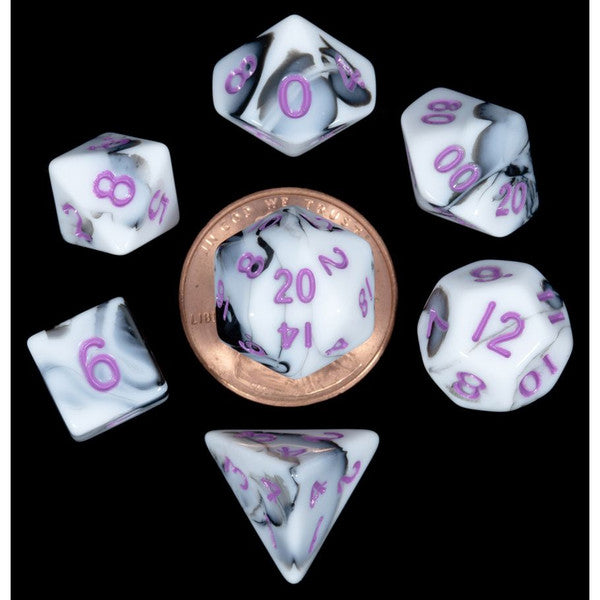 FanRoll by MDG 7-Set Mini Marble Purple Metallic Dice Games