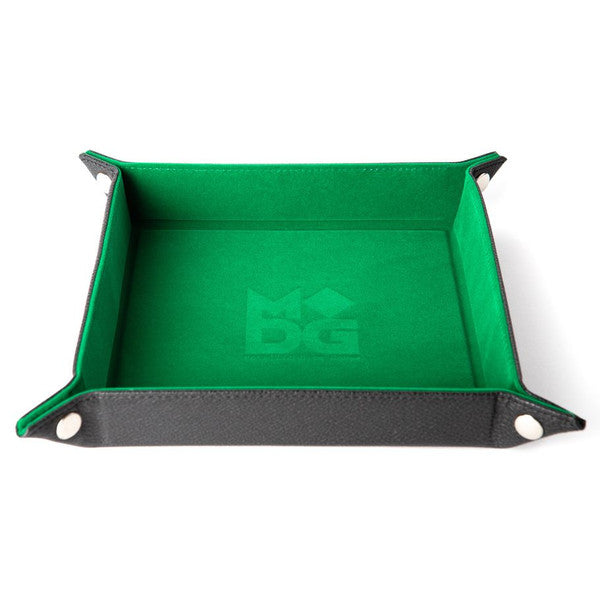 FanRoll by MDG Velvet Folding Dice Tray Leather Backing Green