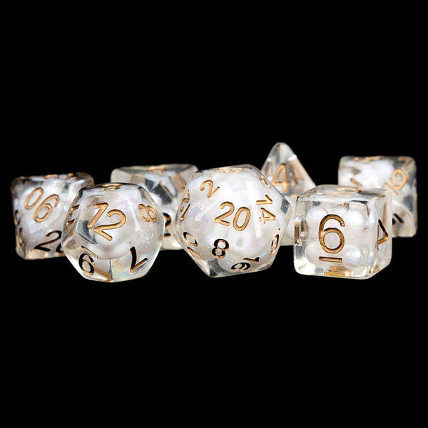 FanRoll by MDG Copper 7-Set Pearl Clear Resin Dice 16mm Main image