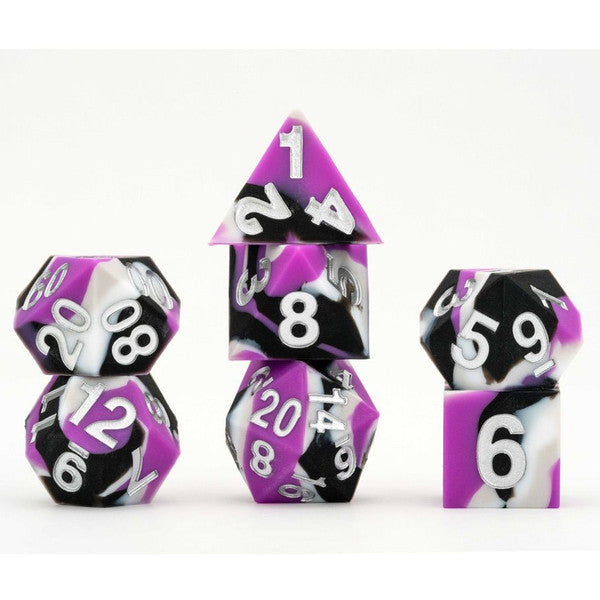 FanRoll by MDG Sharp Edge Silicone Rubber Pride Asexual Dice Set