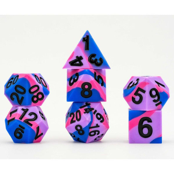 FanRoll by MDG Sharp Edge Silicone Rubber Pride Bisexual Dice Set Main image