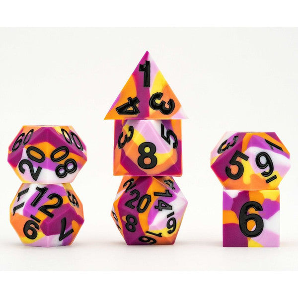 FanRoll by MDG Sharp Edge Silicone Rubber Pride Lesbian Dice Set Main image