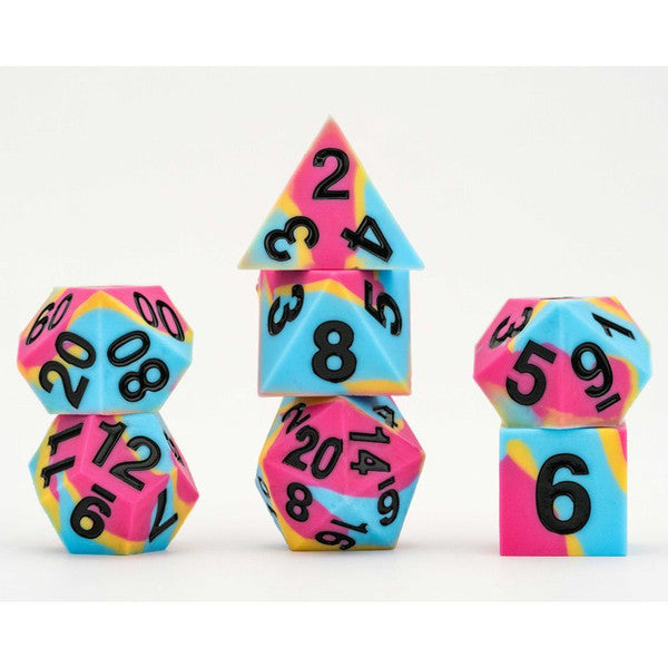 FanRoll by MDG Sharp Edge Silicone Rubber Pride Pansexual Dice Set Main image