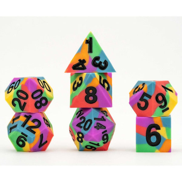 FanRoll by MDG Sharp Edge Silicone Rubber Pride Rainbow Flag Dice Set
