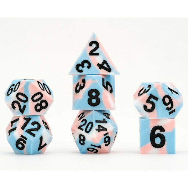 FanRoll by MDG Sharp Edge Silicone Rubber Pride Transgender Dice Set