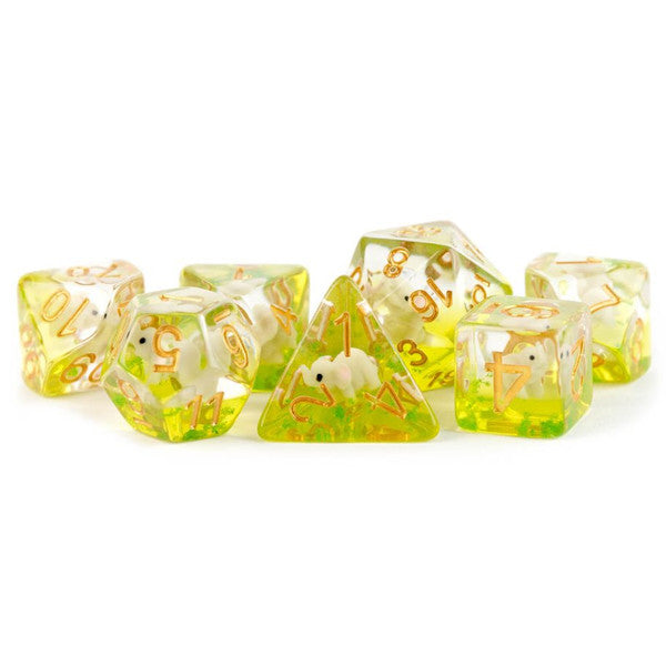 FanRoll by MDG Dragons 7-Set Elephant Translucent Green Resin Dice Main image