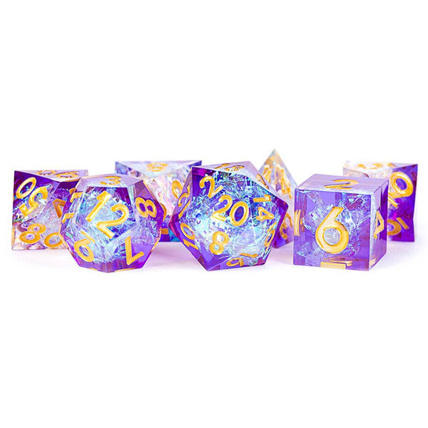 FanRoll by MDG Handcrafted Sharp Edge Resin Royal Geode Dice Set